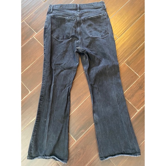 Abercrombie Fitch High Rise Flare Jeans Women's  32x34 Black Wash Denim - Picture 2 of 8